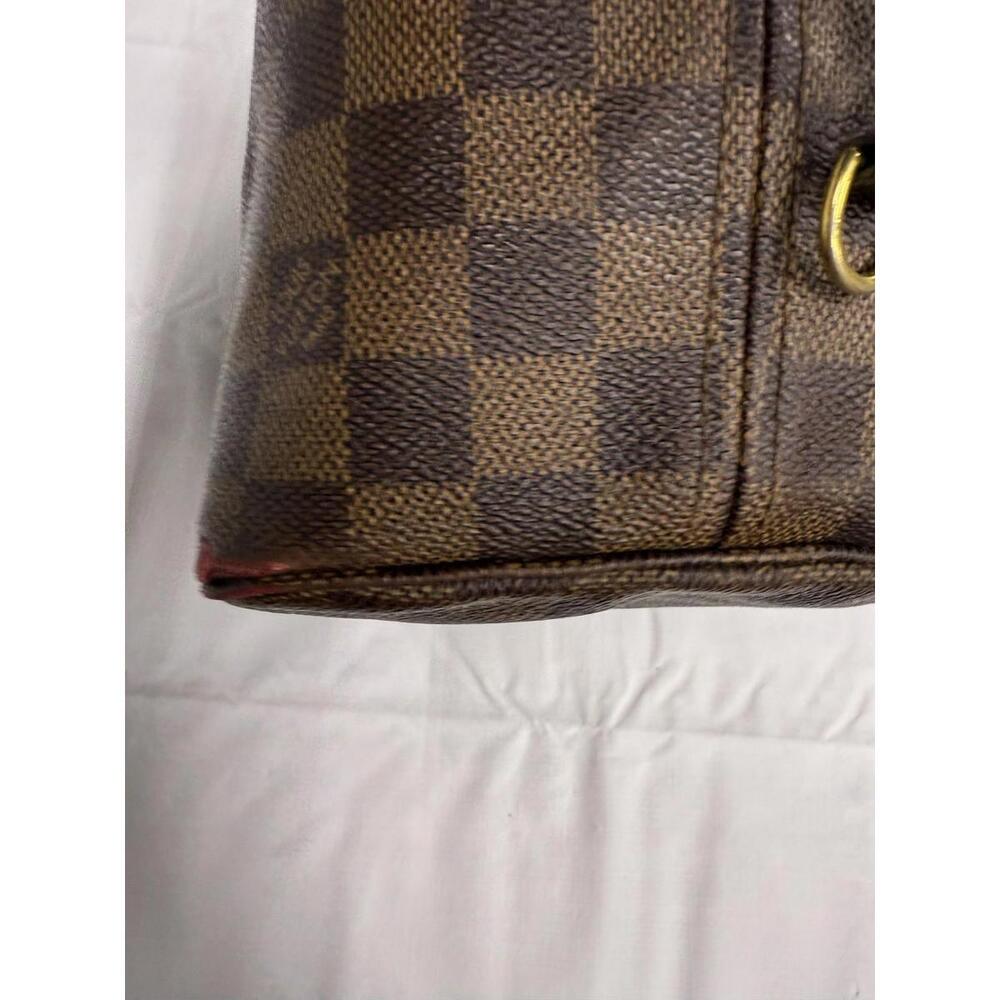 Louis Vuitton Neverfull MM Tote Bag Womens Brown Damier Ebene Red Lining Canvas - Picture 5 of 16